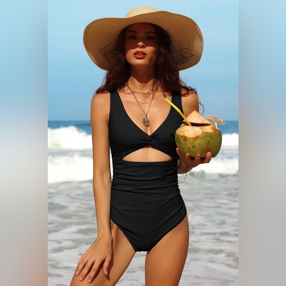 NWT!! Cute Stylish Black One Piece Swimsuit with upf 50